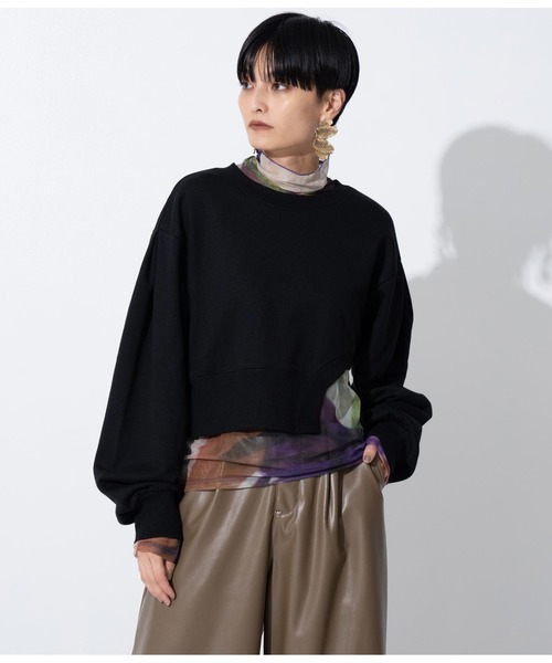 Settimissimo（セッティミッシモ）の「裏毛カットアウトショートプルオーバー（スウェット・レディース・ブラック/オフホワイト・FREE）」の12枚目の写真