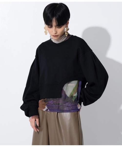 Settimissimo（セッティミッシモ）の「裏毛カットアウトショートプルオーバー（スウェット・レディース・ブラック/オフホワイト・FREE）」の14枚目の写真