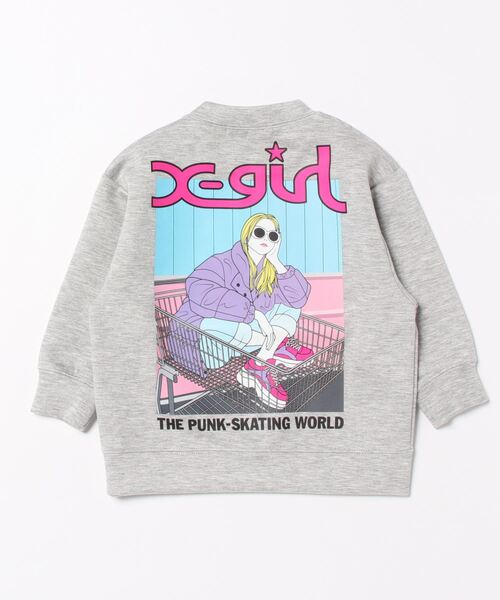 X-girl Stages（エックスガールステージス）の「ガールモチーフダンボールニットトレーナー（スウェット・キッズ・トップグレー/ラベンダー/ブラック/アイボリー・120cm/110cm/140cm/80ｃｍ/100cm/90cm/130cm）」の7枚目の写真