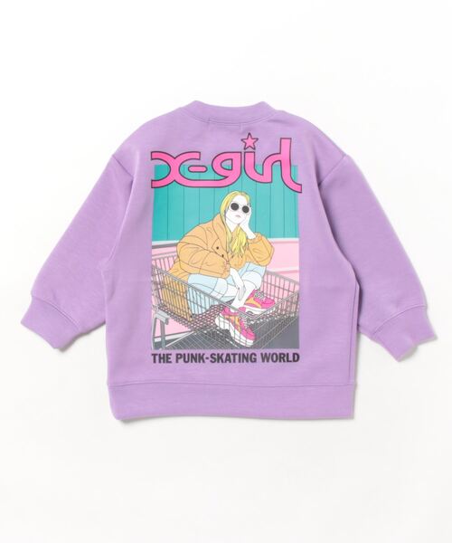 X-girl Stages（エックスガールステージス）の「ガールモチーフダンボールニットトレーナー（スウェット・キッズ・トップグレー/ラベンダー/ブラック/アイボリー・120cm/110cm/140cm/80ｃｍ/100cm/90cm/130cm）」の8枚目の写真