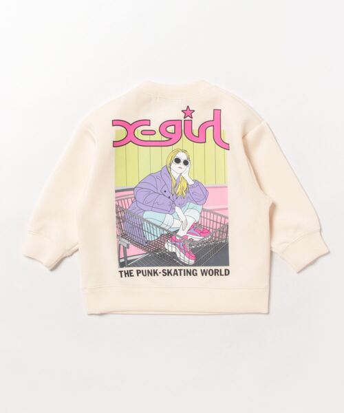 X-girl Stages（エックスガールステージス）の「ガールモチーフダンボールニットトレーナー（スウェット・キッズ・トップグレー/ラベンダー/ブラック/アイボリー・120cm/110cm/140cm/80ｃｍ/100cm/90cm/130cm）」の5枚目の写真