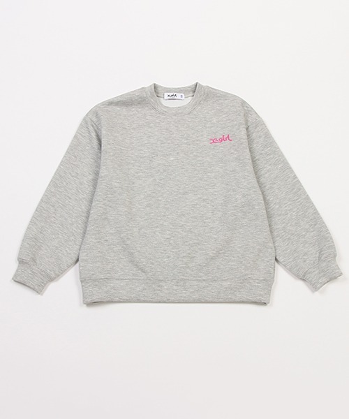 X-girl Stages（エックスガールステージス）の「ガールモチーフダンボールニットトレーナー（スウェット・キッズ・トップグレー/ラベンダー/ブラック/アイボリー・120cm/110cm/140cm/80ｃｍ/100cm/90cm/130cm）」の4枚目の写真