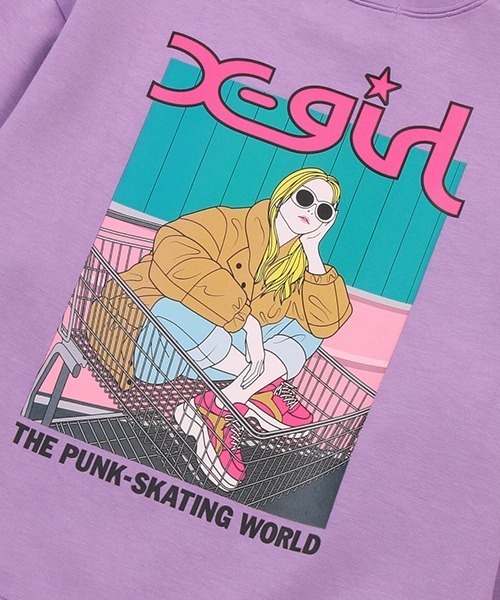 X-girl Stages（エックスガールステージス）の「ガールモチーフダンボールニットトレーナー（スウェット・キッズ・トップグレー/ラベンダー/ブラック/アイボリー・120cm/110cm/140cm/80ｃｍ/100cm/90cm/130cm）」の12枚目の写真