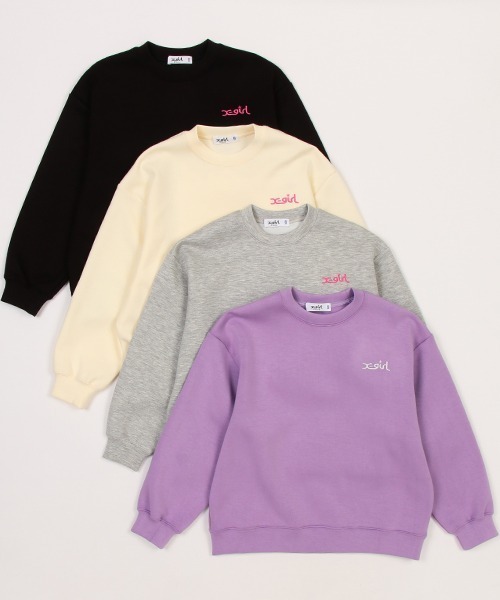 X-girl Stages（エックスガールステージス）の「ガールモチーフダンボールニットトレーナー（スウェット・キッズ・トップグレー/ラベンダー/ブラック/アイボリー・120cm/110cm/140cm/80ｃｍ/100cm/90cm/130cm）」の9枚目の写真