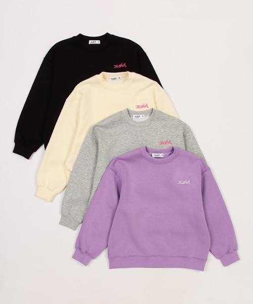 X-girl Stages（エックスガールステージス）の「ガールモチーフダンボールニットトレーナー（スウェット・キッズ・トップグレー/ラベンダー/ブラック/アイボリー・120cm/110cm/140cm/80ｃｍ/100cm/90cm/130cm）」の21枚目の写真