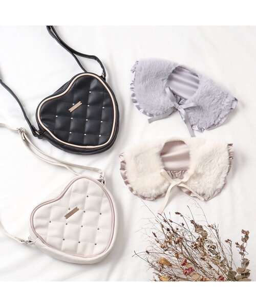 apres les cours（アプレレクール）の「キルトハートポシェット（ショルダーバッグ・キッズ・ブラック/アイボリー・FREE）」の4枚目の写真