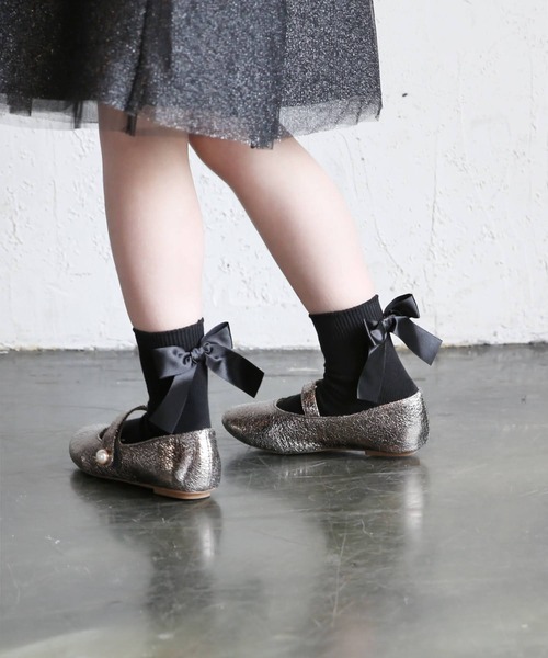 Rora（ローラ）の「エマリー 後リボン クールソックス（ソックス/靴下・キッズ・ブラック/ホワイト・14㎝/16cm/20cm/18cm/14cm）」の13枚目の写真