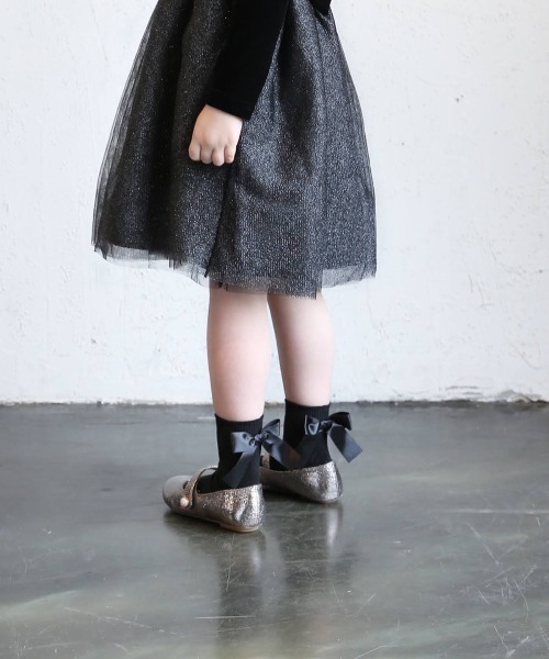 Rora（ローラ）の「エマリー 後リボン クールソックス（ソックス/靴下・キッズ・ブラック/ホワイト・14㎝/16cm/20cm/18cm/14cm）」の14枚目の写真