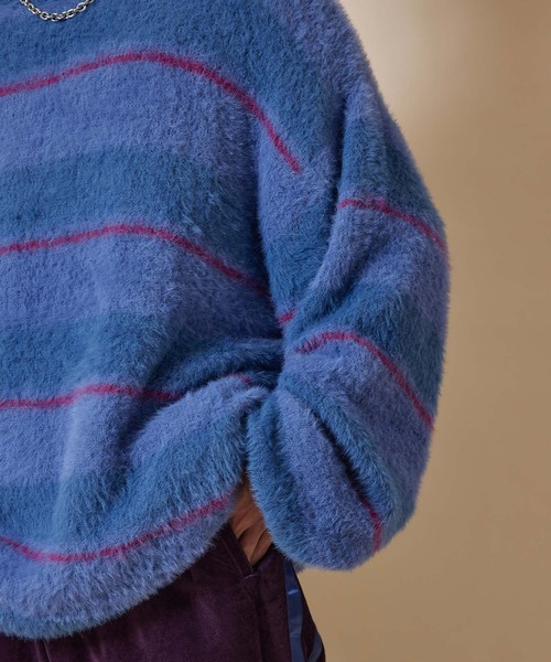 re_k by JUNRED（レクバイジュンレッド）の「re_k by JUNRED / シャギーボーダールーズニットプルオーバー（ニット/セーター・メンズ・ブルー/キャメル/グリーン・L/M/S）」の19枚目の写真