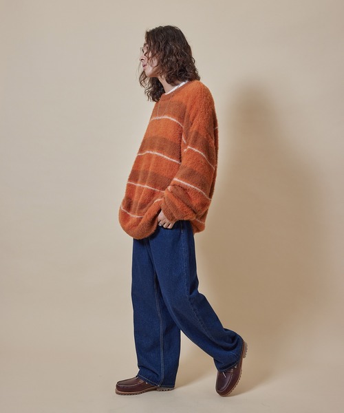 re_k by JUNRED（レクバイジュンレッド）の「re_k by JUNRED / シャギーボーダールーズニットプルオーバー（ニット/セーター・メンズ・ブルー/キャメル/グリーン・L/M/S）」の11枚目の写真