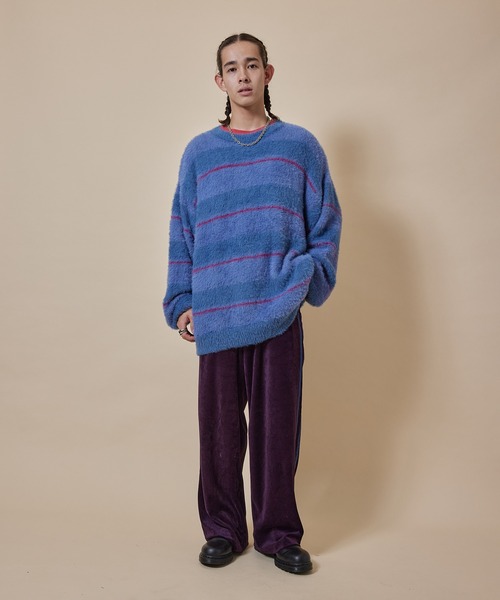 re_k by JUNRED（レクバイジュンレッド）の「re_k by JUNRED / シャギーボーダールーズニットプルオーバー（ニット/セーター・メンズ・ブルー/キャメル/グリーン・L/M/S）」の14枚目の写真