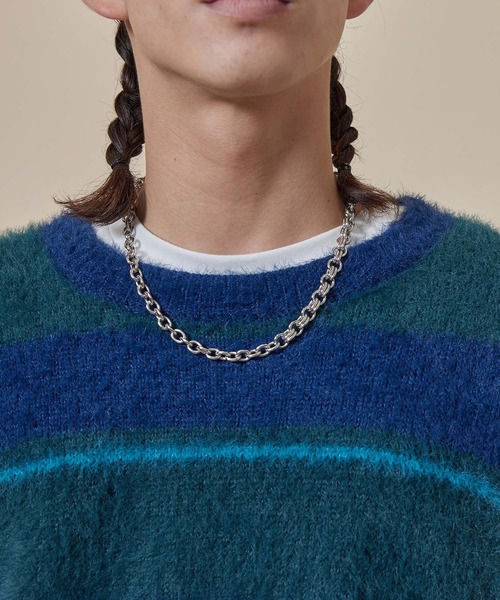 re_k by JUNRED（レクバイジュンレッド）の「re_k by JUNRED / シャギーボーダールーズニットプルオーバー（ニット/セーター・メンズ・ブルー/キャメル/グリーン・L/M/S）」の17枚目の写真