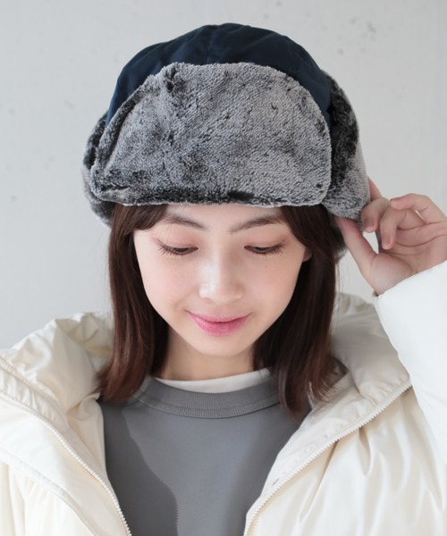 SETUP7（セットアップセブン）の「【SETUP7】パイロットキャップ フライトキャップ KNF039（キャップ・レディース・ネイビー/ブラウン/グレー/ブラック・FREE）」の4枚目の写真