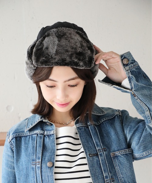 SETUP7（セットアップセブン）の「【SETUP7】パイロットキャップ フライトキャップ KNF039（キャップ・レディース・ネイビー/ブラウン/グレー/ブラック・FREE）」の6枚目の写真