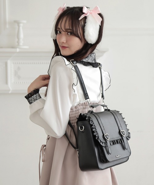 SecretDoor(シークレットドア)の「3way ショルダーバッグ ハンドバッグ リュック サッチェルバッグ マロン(バックパック/リュック・レディース・ブラック/アイボリー/ピンク・FREE)」の15枚目の写真