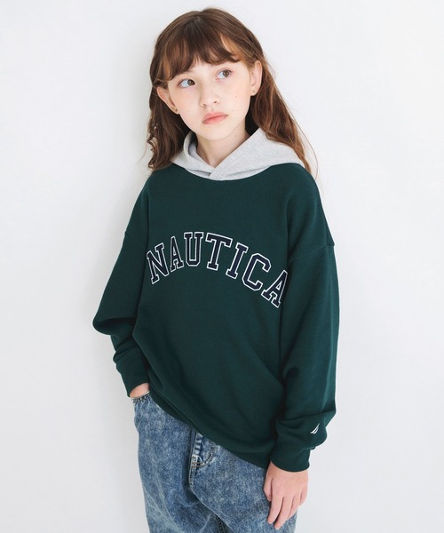 NAUTICA（ノーティカ）の「【NAUTICA/ノーティカ】アップリケロゴ裏毛パーカー（パーカー・キッズ・ネイビー/オレンジ/マスタード/アイボリー/グリーン/ブラック/ダークグリーン/杢グレー/エンジ/パープル・M/L/XL/XS/S）」の5枚目の写真