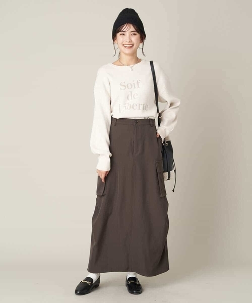 a.v.v（アーヴェヴェ）の「ロゴジャガードニット（ニット/セーター・レディース・モカ/アイボリー/ブラック・38/40/36/34/42）」の13枚目の写真