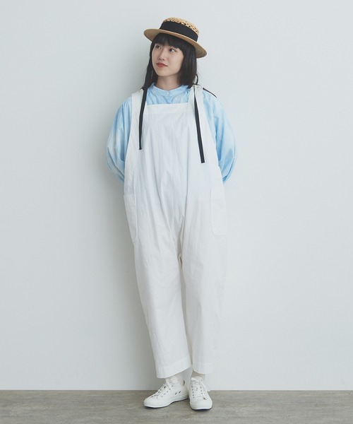 bulle de savon（ビュルデサボン）の「●コットン/ナイロン オックスナチュラルヴィンテージワッシャー サロペット（サロペット/オーバーオール・レディース・ピンク/ホワイト/チャコールグレー・FREE）」の8枚目の写真