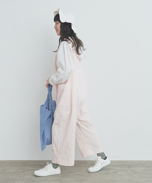 bulle de savon（ビュルデサボン）の「●コットン/ナイロン オックスナチュラルヴィンテージワッシャー サロペット（サロペット/オーバーオール・レディース・ピンク/ホワイト/チャコールグレー・FREE）」の20枚目の写真