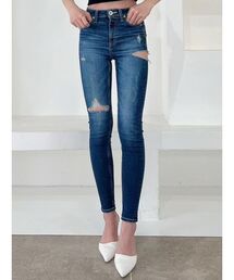 GYDA | ミドルウエストサイドリップドスキニーデニムパンツ(デニムパンツ)