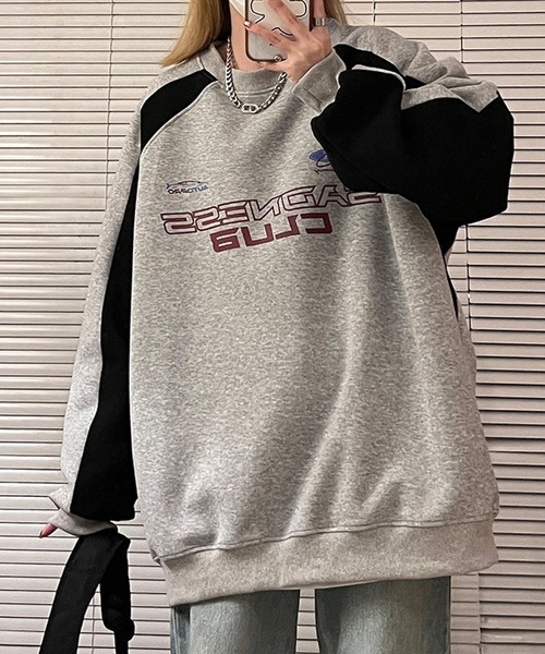 aimoha（アイモハ）の「aimoha outdoor ライン切り替えクルーネックスウェット（スウェット・レディース・ライトグレー/ブラック/チョコ・LARGE/MEDIUM）」の8枚目の写真