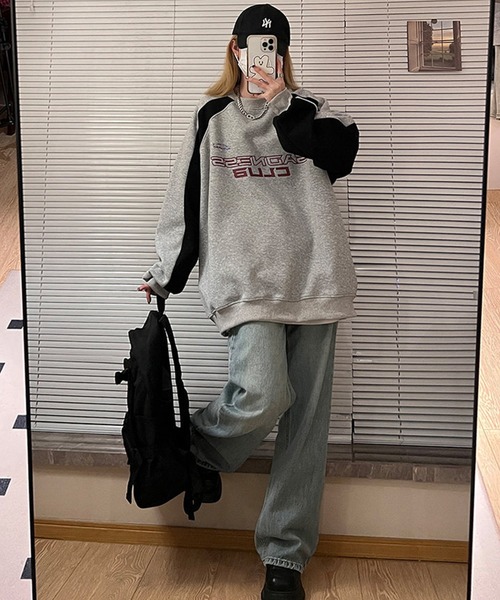 aimoha（アイモハ）の「aimoha outdoor ライン切り替えクルーネックスウェット（スウェット・レディース・ライトグレー/ブラック/チョコ・LARGE/MEDIUM）」の12枚目の写真