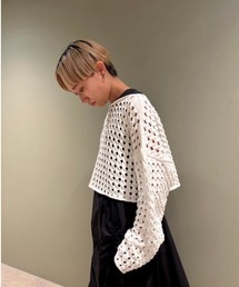 【emmi atelier】クロップドメッシュニット