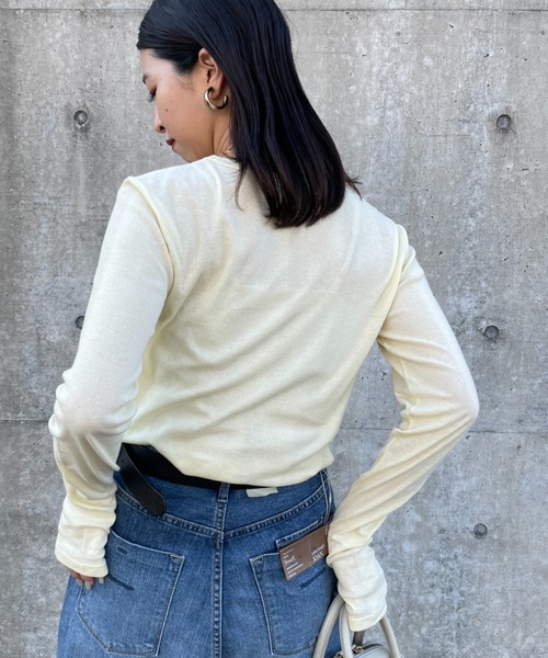 MILLER（ミラー）の「[MILLER/ミラー] 別注 クルーネックシアーTシャツ（Tシャツ/カットソー・レディース・イエロー/ブラック/ラベンダー/オフホワイト/ピンク/ブラウン・F）」の6枚目の写真