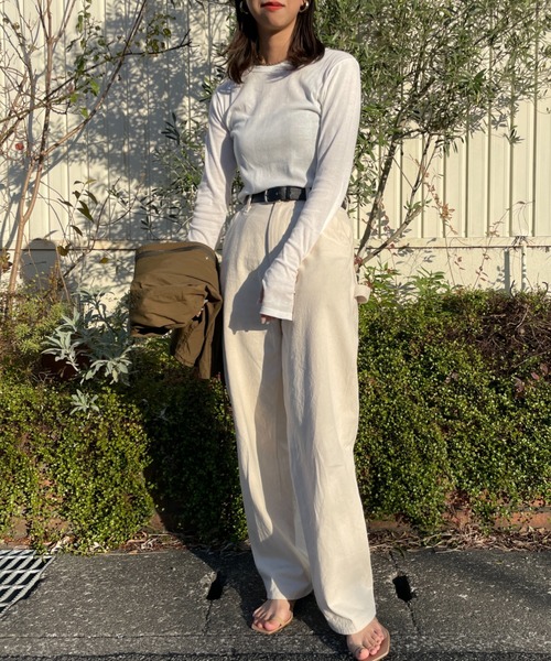 MILLER（ミラー）の「[MILLER/ミラー] 別注 クルーネックシアーTシャツ（Tシャツ/カットソー・レディース・イエロー/ブラック/ラベンダー/オフホワイト/ピンク/ブラウン・F）」の7枚目の写真