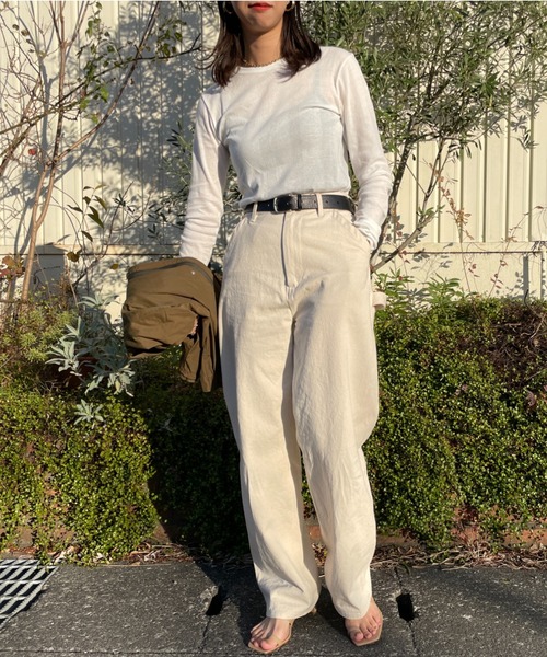 MILLER（ミラー）の「[MILLER/ミラー] 別注 クルーネックシアーTシャツ（Tシャツ/カットソー・レディース・イエロー/ブラック/ラベンダー/オフホワイト/ピンク/ブラウン・F）」の14枚目の写真