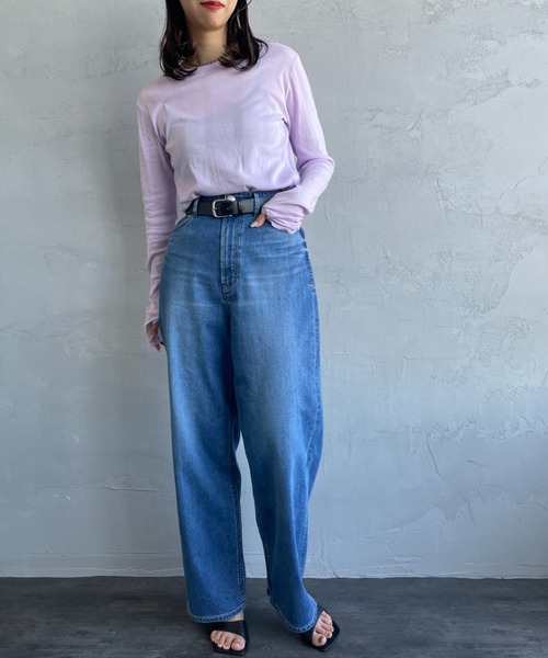 MILLER（ミラー）の「[MILLER/ミラー] 別注 クルーネックシアーTシャツ（Tシャツ/カットソー・レディース・イエロー/ブラック/ラベンダー/オフホワイト/ピンク/ブラウン・F）」の10枚目の写真