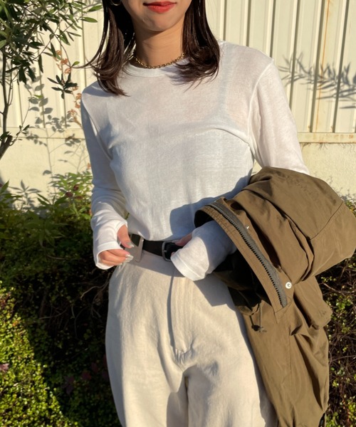 MILLER（ミラー）の「[MILLER/ミラー] 別注 クルーネックシアーTシャツ（Tシャツ/カットソー・レディース・イエロー/ブラック/ラベンダー/オフホワイト/ピンク/ブラウン・F）」の12枚目の写真