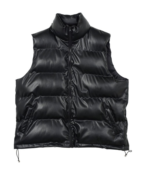 jiggys shop（ジギーズショップ）の「PUレザー中綿ダウンベスト（ダウンベスト・メンズ・ブラウン/ブラック・X-LARGE/LARGE/MEDIUM）」の3枚目の写真
