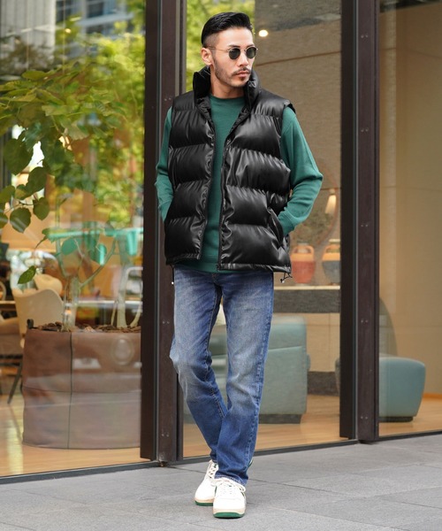 jiggys shop（ジギーズショップ）の「PUレザー中綿ダウンベスト（ダウンベスト・メンズ・ブラウン/ブラック・X-LARGE/LARGE/MEDIUM）」の5枚目の写真