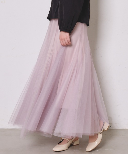 paravion（パラビオン）の「チュールロングフレアスカート（スカート・レディース・ホワイト/ブラック/グレー/ピンク・FREE）」の4枚目の写真