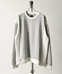 MMMM/ジオメトリックジャガードサイドネル切替クルーネック