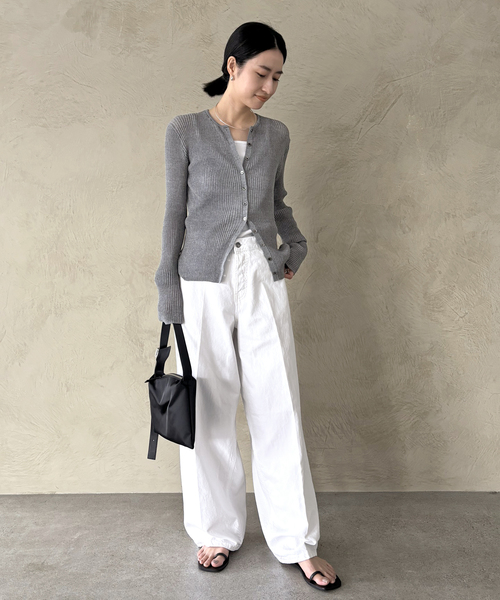 AP STUDIO(エーピーストゥディオ)の「TC リブロングカーディガン(カーディガン/ボレロ・レディース・ネイビー/イエロー/グレー・FREE)」の14枚目の写真