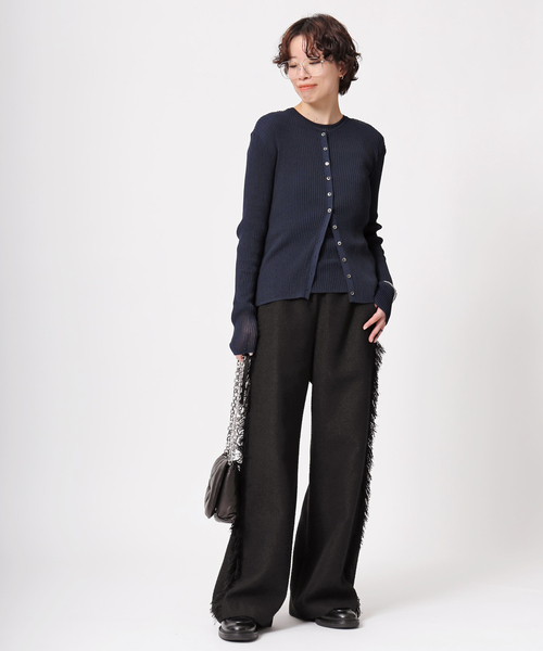 AP STUDIO(エーピーストゥディオ)の「TC リブロングカーディガン(カーディガン/ボレロ・レディース・ネイビー/イエロー/グレー・FREE)」の9枚目の写真