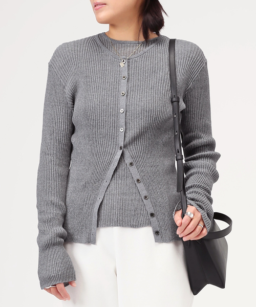 AP STUDIO(エーピーストゥディオ)の「TC リブロングカーディガン(カーディガン/ボレロ・レディース・ネイビー/イエロー/グレー・FREE)」の6枚目の写真