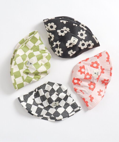 p.premier(ピードットプルミエ)の「総柄ツイルハット(ハット・キッズ・ブラック/グリーン/ピンク/チェック・50/52/54/56)」の13枚目の写真