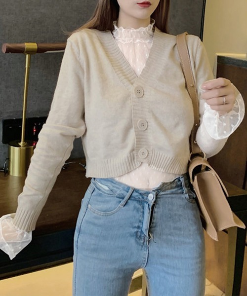 Miniministore（ミニミニストア）の「フリルハイネック シアートップスドット柄（シャツ/ブラウス・レディース・ライトベージュ/ブラック/ホワイト・FREE）」の11枚目の写真