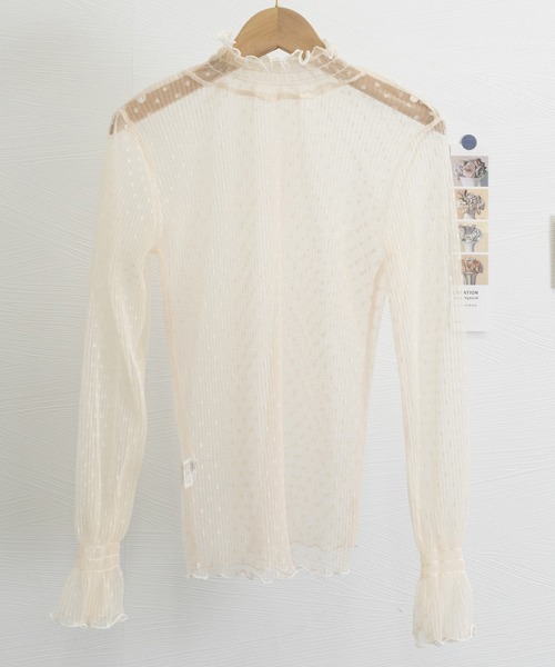 Miniministore（ミニミニストア）の「フリルハイネック シアートップスドット柄（シャツ/ブラウス・レディース・ライトベージュ/ブラック/ホワイト・FREE）」の22枚目の写真