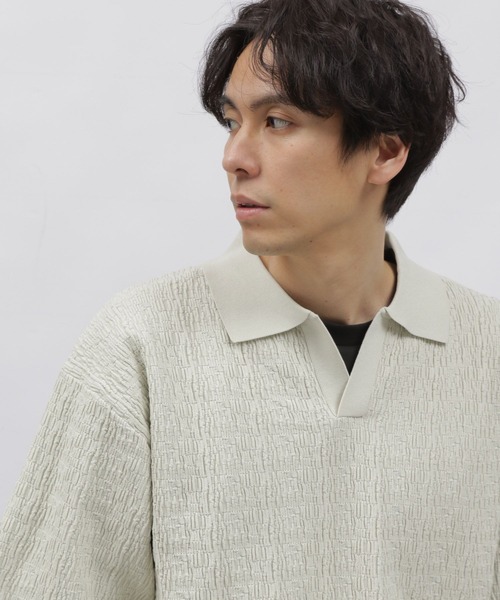 LAKOLE(ラコレ)の「スキッパージャガードニットシャツ / 109224(シャツ/ブラウス・メンズ・グリーン/ブラウン/アイボリー・MEDIUM/LARGE)」の2枚目の写真