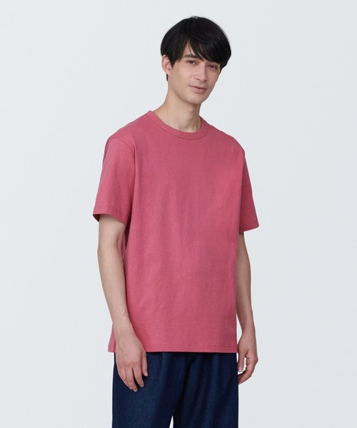 無印良品（ムジルシリョウヒン）の「紳士　洗いざらし太番手クルーネック半袖Ｔシャツ（Tシャツ/カットソー・メンズ・ダークグレー/レッド/ホワイト/ネイビー系/ブルー/グレー/ブラック・L/M/S/XS/XL）」の7枚目の写真