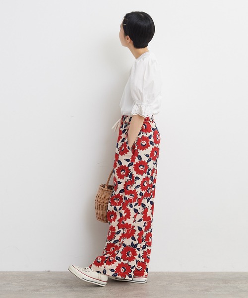 Dot＆Stripes CHILD WOMAN（ドットアンドストライプス　チャイルドウーマン）の「40/2天竺ドッキング BIGパフスリーブプルオーバー（Tシャツ/カットソー・レディース・ホワイト/ブラック・FREE）」の8枚目の写真