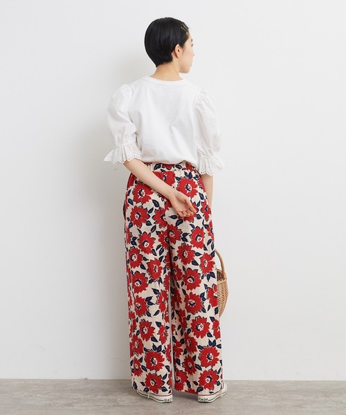 Dot＆Stripes CHILD WOMAN（ドットアンドストライプス　チャイルドウーマン）の「40/2天竺ドッキング BIGパフスリーブプルオーバー（Tシャツ/カットソー・レディース・ホワイト/ブラック・FREE）」の9枚目の写真