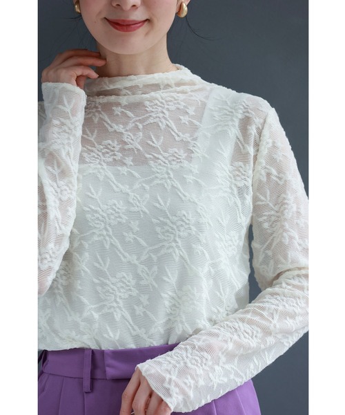 透け感が美しい浮き彫り花柄シアーインナートップス(Tシャツ/カットソー)|CAWAII(カワイイ)のファッション通販 - ZOZOTOWN
