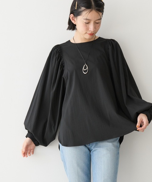 アベニールエトワール ギャザー切替ブラウス 34 ブラック アベニール