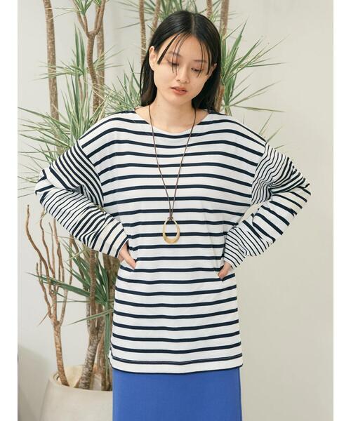 AMERICAN HOLIC（アメリカンホリック）の「マルチパターンボーダーカットチュニック（チュニック・レディース・ブルー/ブラック・M/L）」の4枚目の写真