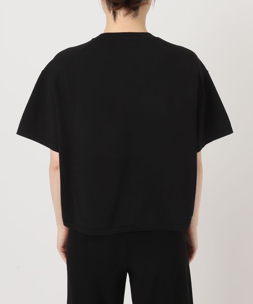 【美品】AP STUDIO ニットクロップドティー ブラック AP STUDIO（エーピーストゥディオ）の「ニットクロップドティー